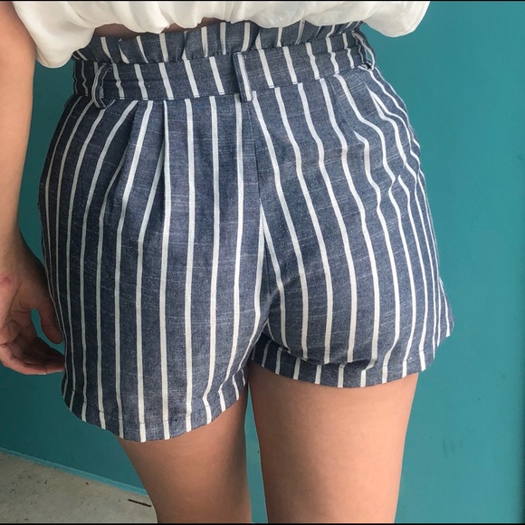 Lydelle striped paper bag shorts. - Picture 3 of 7